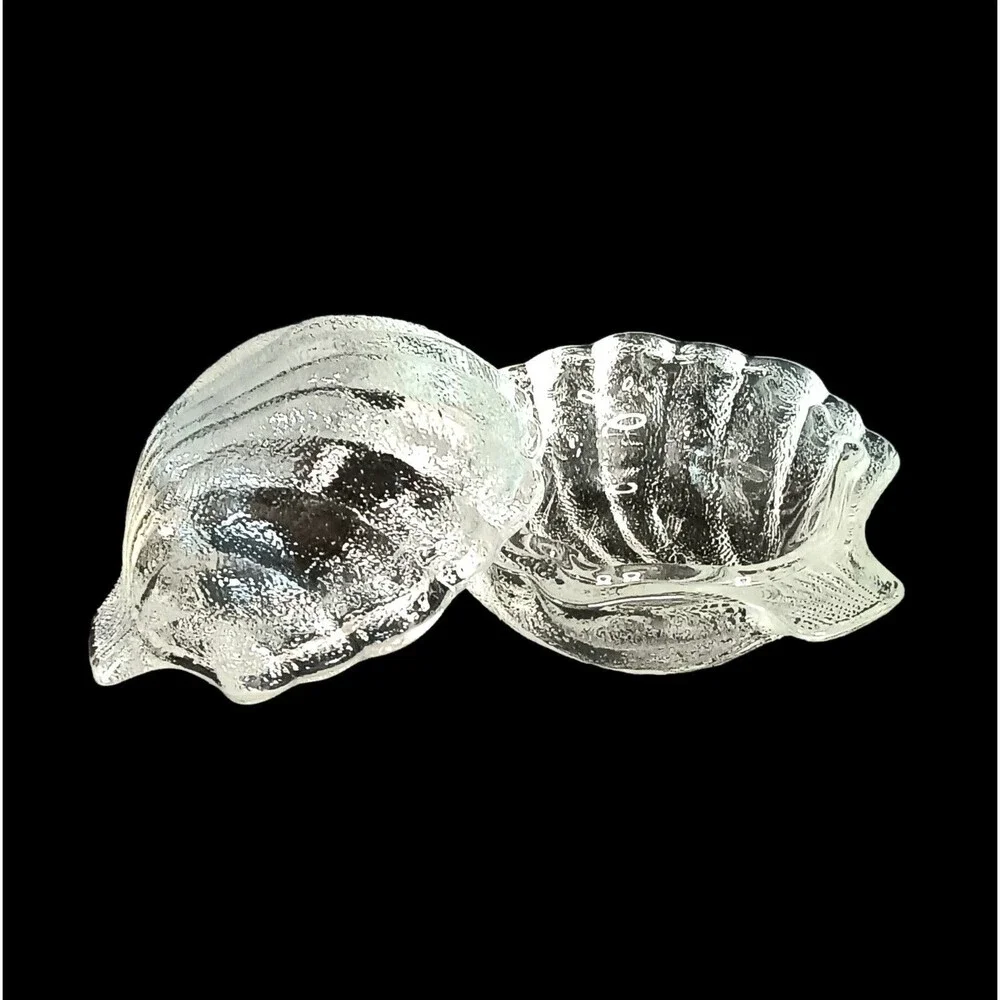 Glass Clamshell Trinket Box & Lid Frosted Textured Mermaid Beach Decor 3.5 x 2.5